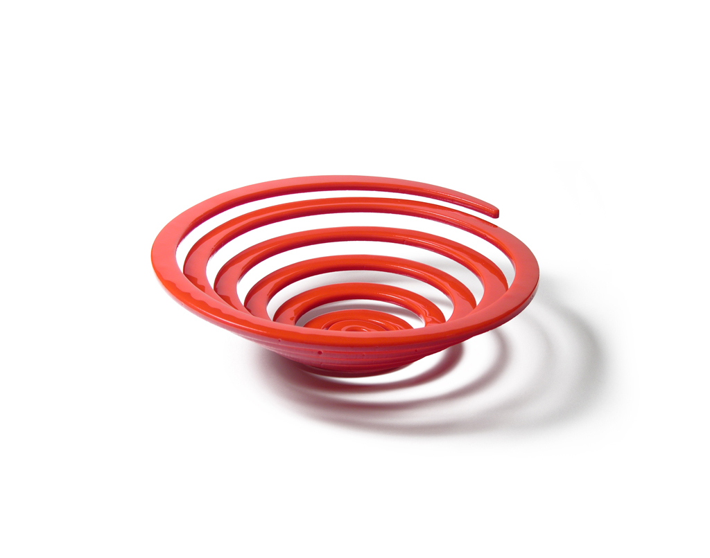 Red archimedes spiral bowl